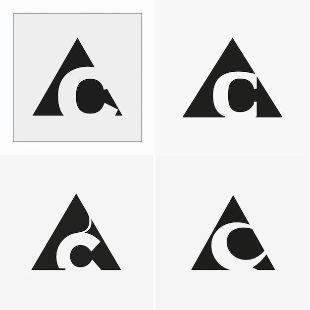 El conjunto de letras A y C del logotipo del vector de recolección plano