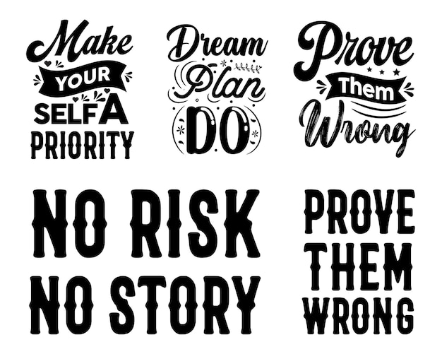 Conjunto de letras de citas de tipografía motivacionales e inspiradoras