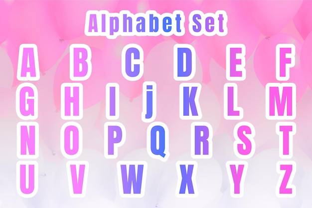 Conjunto de letras de degradado del alfabeto