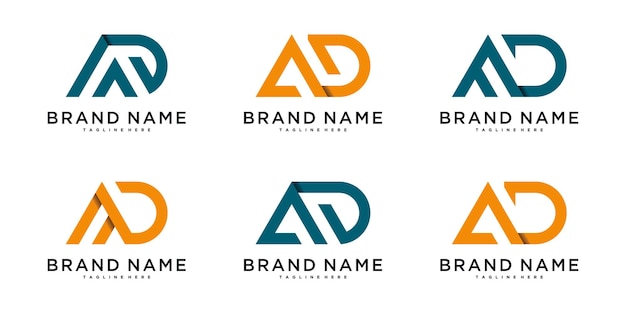 Conjunto de letras de diseño de logotipo creativo simple A y D Premium Vecor