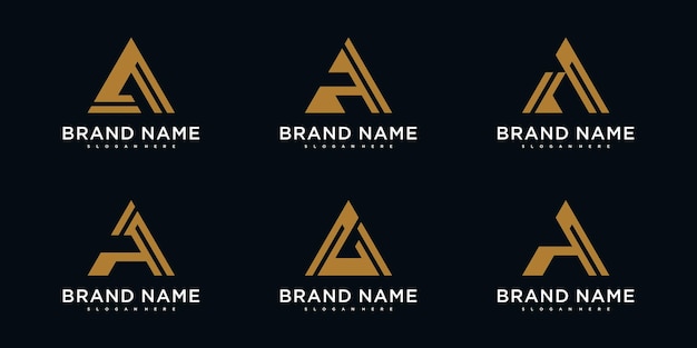 Conjunto de letras de diseño de logotipo creativo simple A Premium Vecor