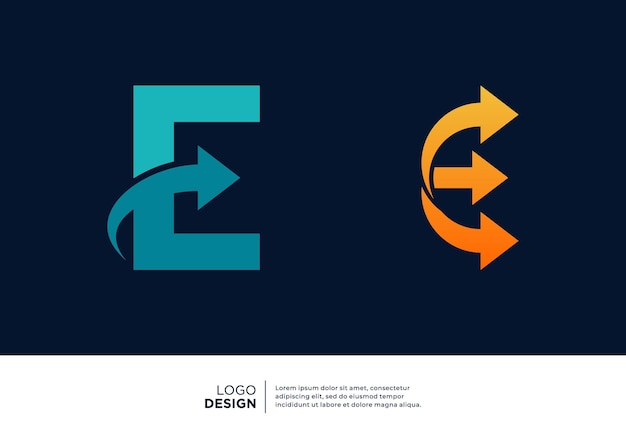 Conjunto de letras E Diseño del logotipo del gráfico financiero