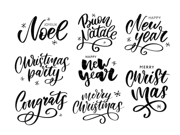 Vector conjunto de letras de fases navideñas