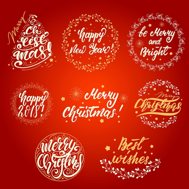 Conjunto de letras de felicitación de navidad. ilustración vectorial