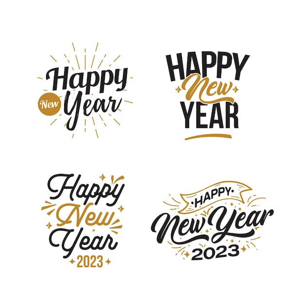 Conjunto de letras feliz año nuevo