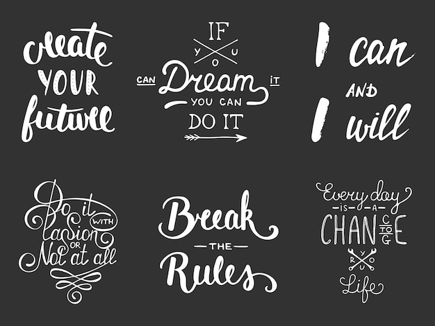 Conjunto de letras inspiradoras y motivadoras