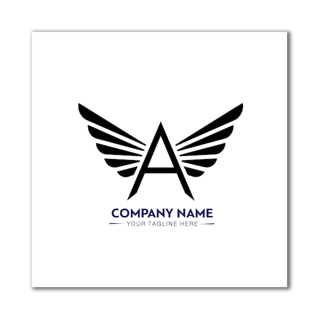 Un conjunto de letras de logotipo con alas concepto de diseño minimalista
