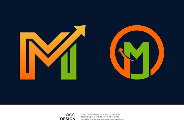 Conjunto de letras M Diseño del logotipo del gráfico financiero