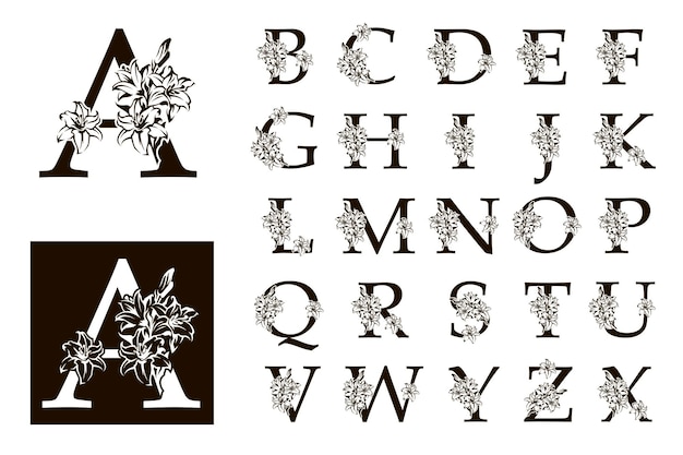 Conjunto de letras mayúsculas del alfabeto botánico