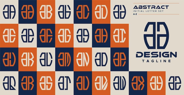 Conjunto de letras minúsculas de forma curva abstracta A AA diseño del logotipo