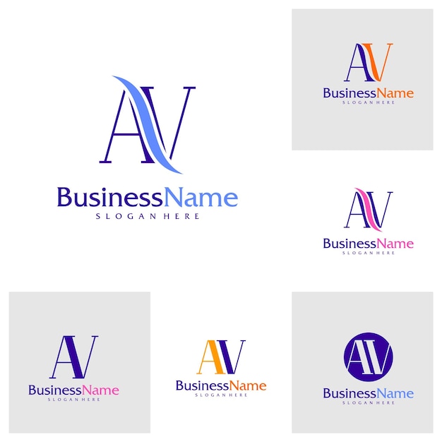 Conjunto de letras modernas Vector de diseño de logotipo A V N Creativo plantilla de conceptos de logotipo