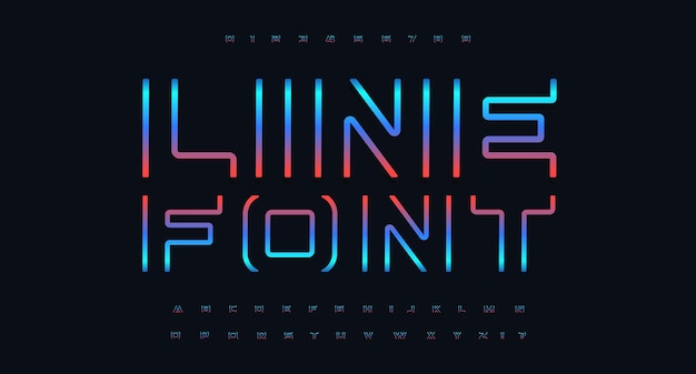 Conjunto de letras y números de vanguardia alfabeto de color cyberpunk de fuente futurista para cine y juegos