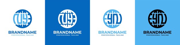El conjunto de letras NY y YN Globe Logo es adecuado para cualquier negocio con las iniciales NY o YN
