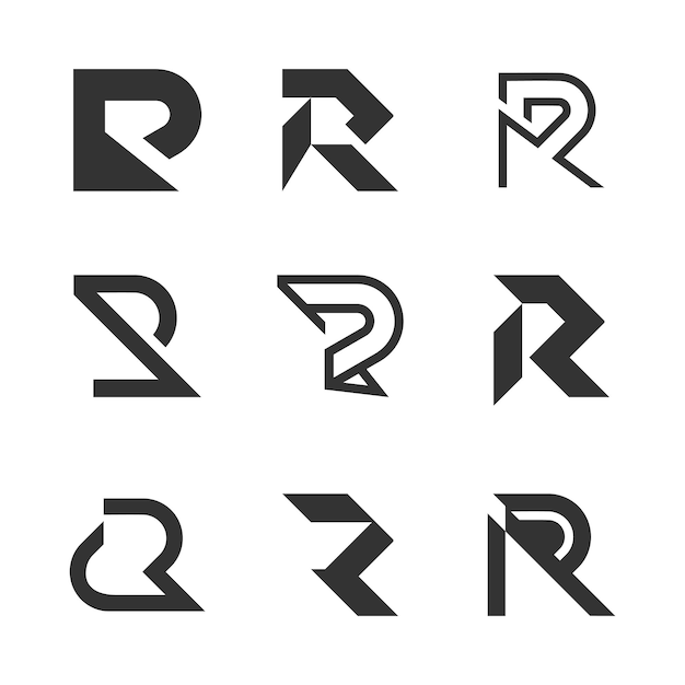 Conjunto de letras R elemento de diseño idea de paquete vectorial con concepto creativo