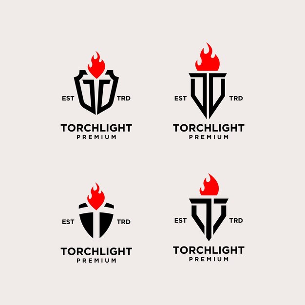 Conjunto de letras T de la antorcha Ilustración del diseño del icono del logotipo
