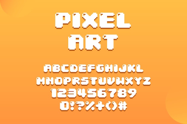 Conjunto de letras vectoriales en estilo retro diseño de juegos fuente de juegos antiguos fuente de arte de píxeles fuente nft