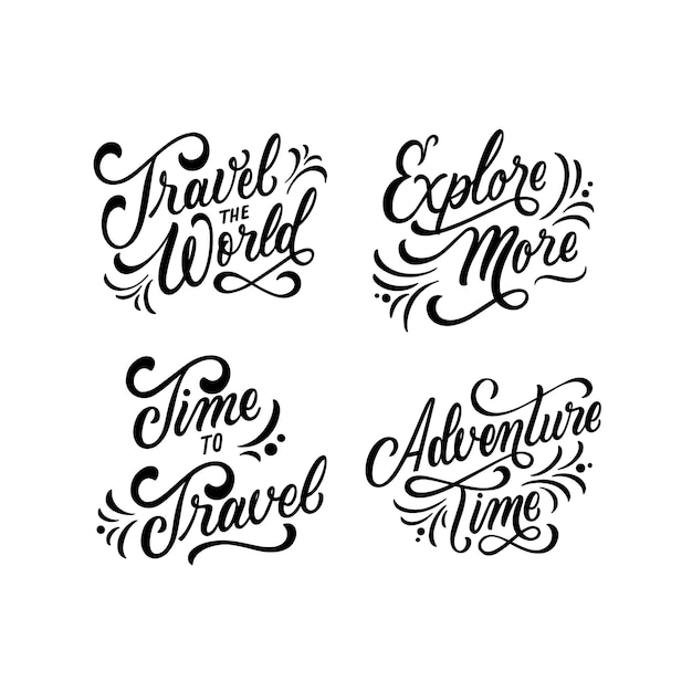 Conjunto de letras de viaje elegante