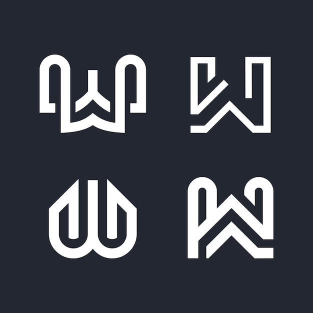 Conjunto de letras W idea de diseño con concepto moderno para los negocios