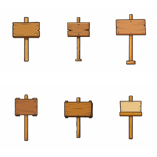 Conjunto de letreros de madera Letrero de madera vintage medieval en poste Colección de carteles de dirección de la carretera
