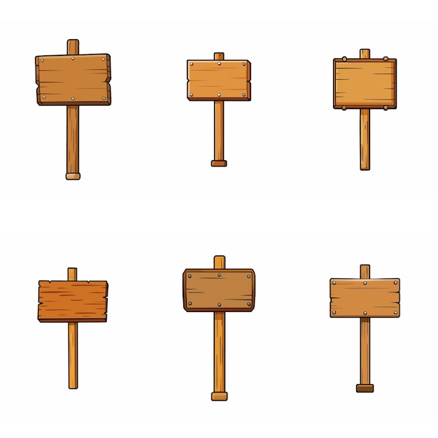 Conjunto de letreros de madera Letrero de madera vintage medieval en poste Colección de carteles de dirección de la carretera