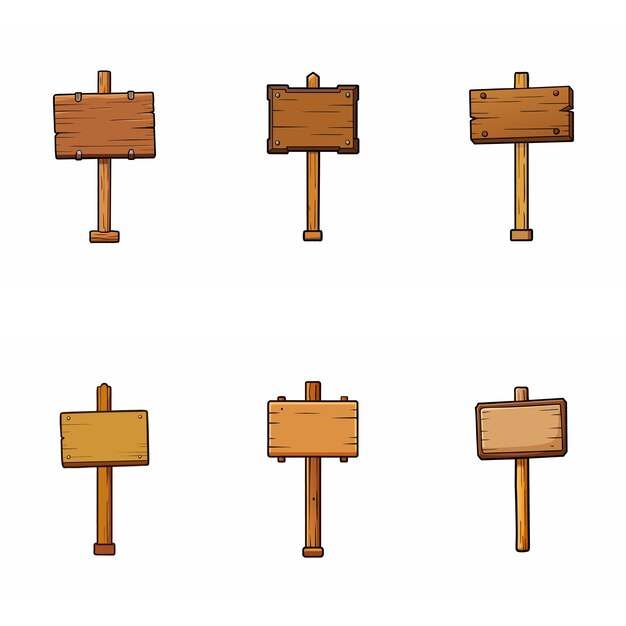 Conjunto de letreros de madera Letrero de madera vintage medieval en poste Colección de carteles de dirección de la carretera