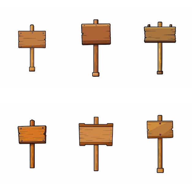 Conjunto de letreros de madera Letrero de madera vintage medieval en poste Colección de carteles de dirección de la carretera