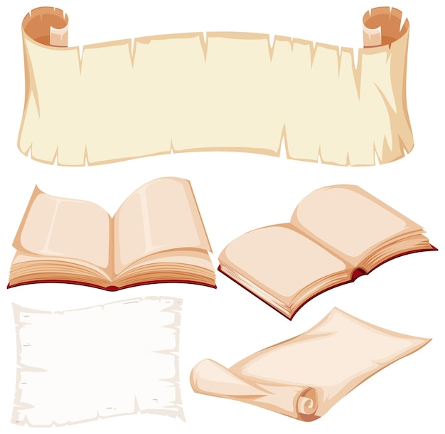 Vector conjunto de libro y papel.