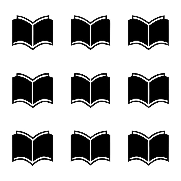 Conjunto de libros abiertos silueta vectorial dibujada a mano