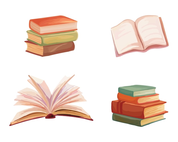 Conjunto de libros Elementos escolares Materiales didácticos