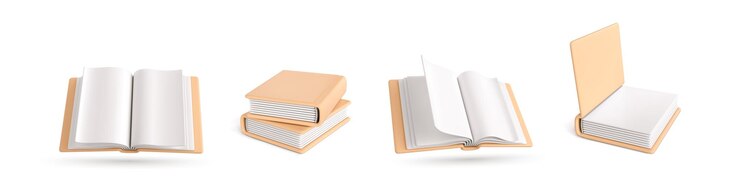 Vector conjunto de libros realistas en 3d aislados sobre un fondo blanco iconos de libros en 3d ilustración vectorial