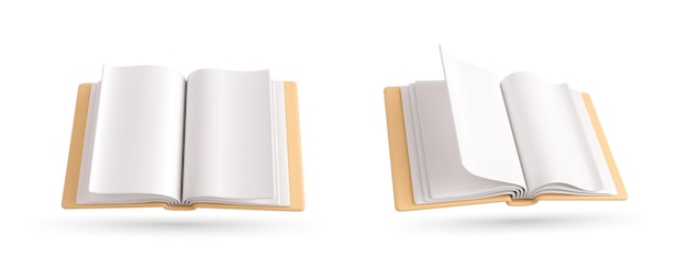Conjunto de libros realistas en 3D aislados sobre un fondo blanco Iconos de libros en 3D Ilustración vectorial