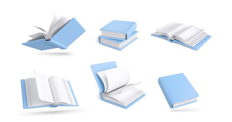 Vector conjunto de libros realistas en 3d aislados sobre un fondo blanco iconos de libros en 3d ilustración vectorial