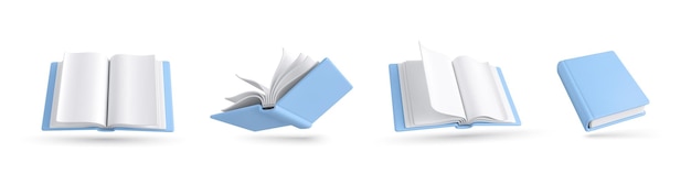 Conjunto de libros realistas en 3D aislados sobre un fondo blanco Iconos de libros en 3D Ilustración vectorial