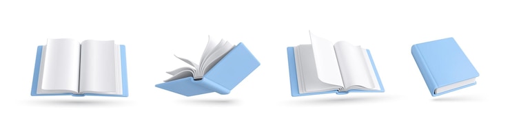 Vector conjunto de libros realistas en 3d aislados sobre un fondo blanco iconos de libros en 3d ilustración vectorial