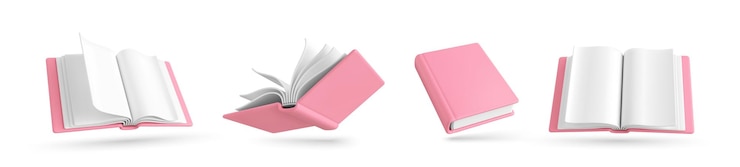 Vector conjunto de libros realistas en 3d aislados sobre un fondo blanco iconos de libros en 3d ilustración vectorial