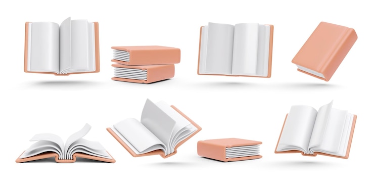 Vector conjunto de libros realistas aislados sobre un fondo blanco ilustración vectorial