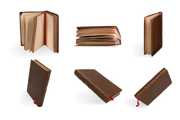 Vector conjunto de libros realistas.