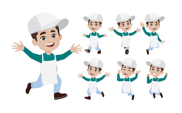 Conjunto de limpiador con diferentes poses.