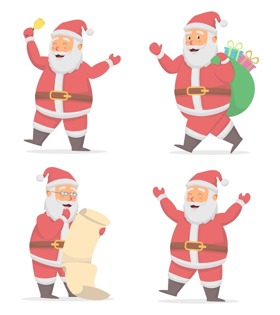 Vector conjunto de linda ilustración de santa claus