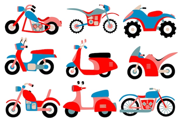 Conjunto de linda motocicleta