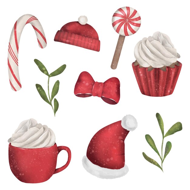 conjunto de lindas ilustraciones vectoriales de navidad y año nuevo
