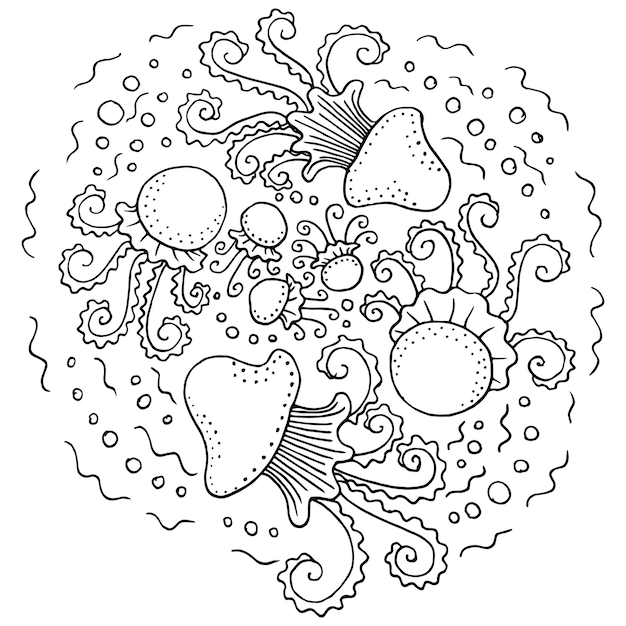 Conjunto de lindas medusas divertidas en estilo de dibujos animados