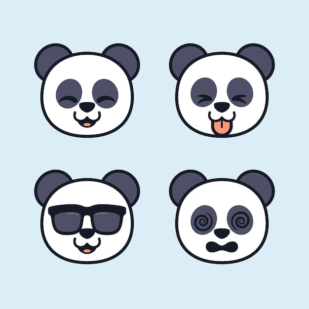 Conjunto de lindas pegatinas de panda