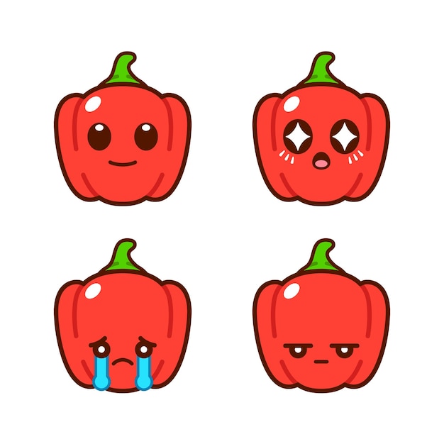 Conjunto de lindas pegatinas de pimiento