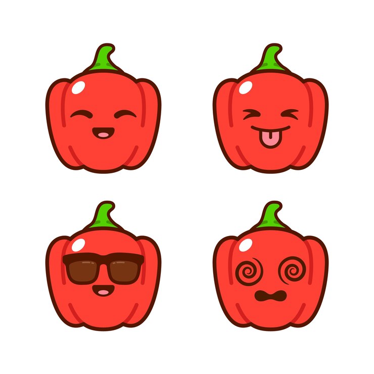 Vector conjunto de lindas pegatinas de pimiento