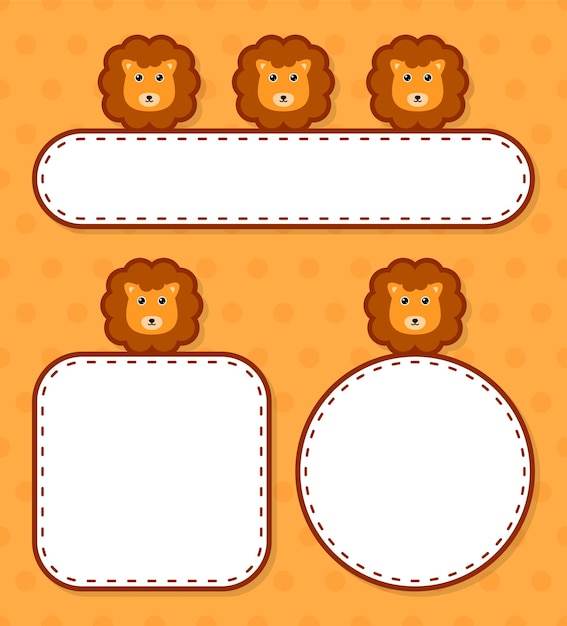 conjunto, de, lindo, bandera, con, león