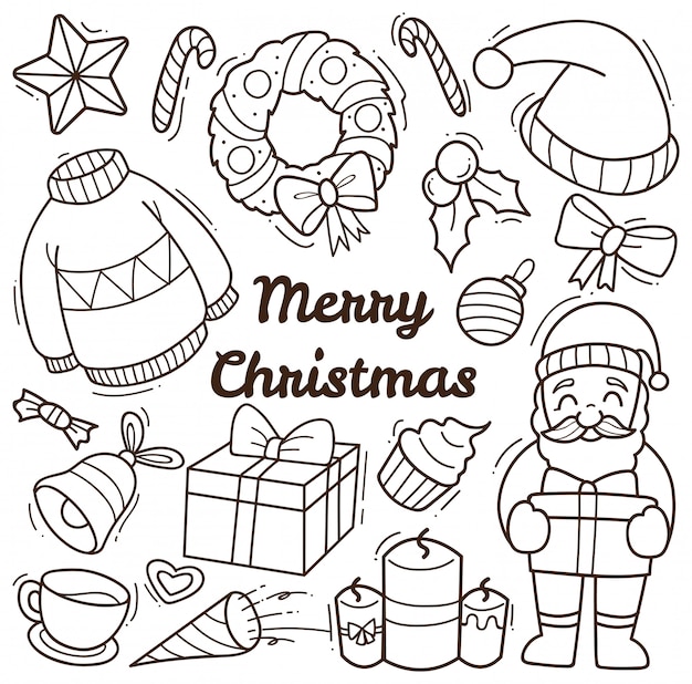 Conjunto de lindo doodle de Navidad