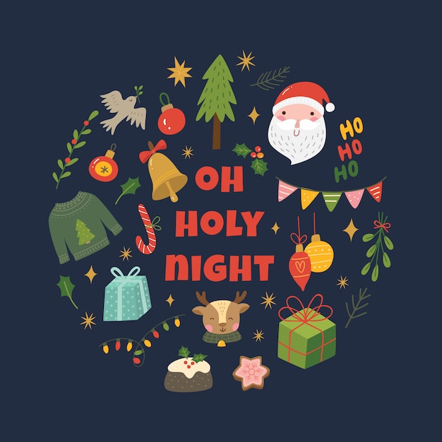 Conjunto lindo doodle de Navidad