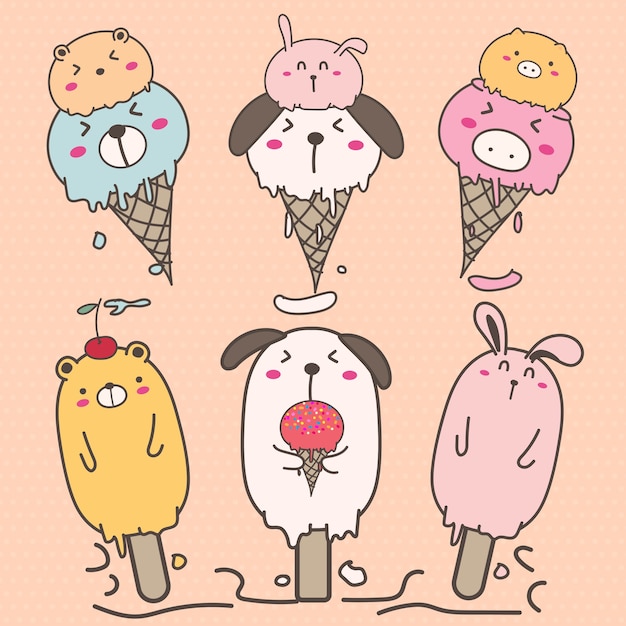 Vector conjunto de lindo helado.