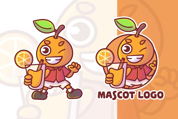 Conjunto de lindo logotipo de mascota de jugo de naranja con apariencia opcional